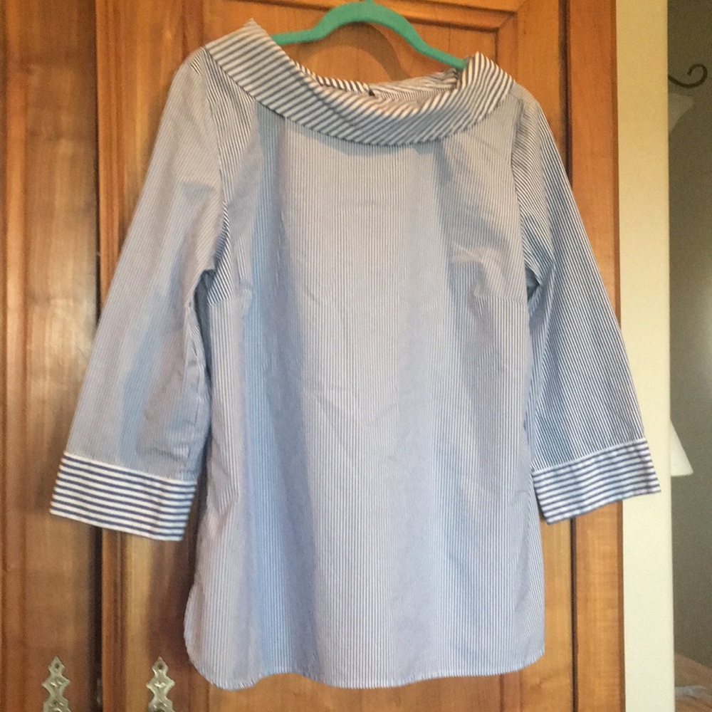 Talbots Boat Neck, 3/4 sleeve, Striped Blouse